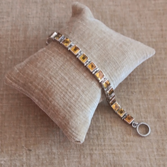 925 Silver Citrine Faceted Bracelet - Picture 9 of 10